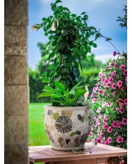 Dekorácia MagicHome, Kvetináč s mozaikou, svetlý, keramika, 27,5x25 cm