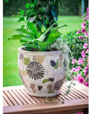 Dekorácia MagicHome, Kvetináč s mozaikou, svetlý, keramika, 27,5x25 cm