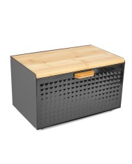 Chlebník nerezový 35,5x21,5x21cm čierny/bambus
