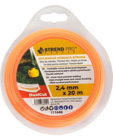 Silon na kosenie DualCut DBQ 2,4 mm, L-20 m, hranatý