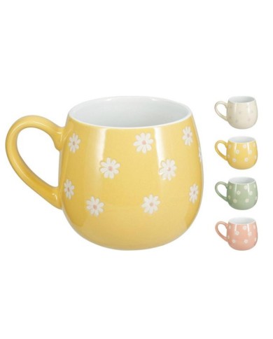 Hrnček kameninový 450 ml dekor kvety mix