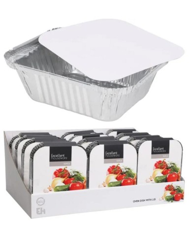 Miska / podnos hranatá grilovacia/na pečenie s vekom ALU 12x14,5x5 cm, sada 10 ks