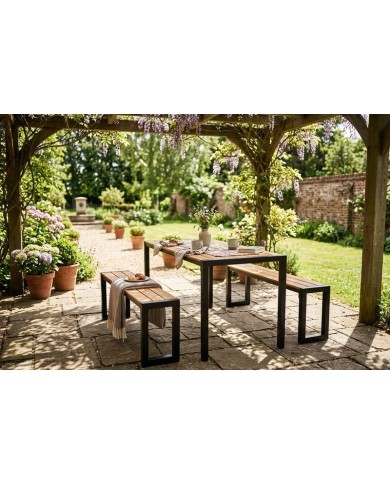 Set GARDIVA záhradný, stôl 118x58x75,5 cm, 2x lavička 108x25x45 cm