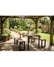 Set GARDIVA záhradný, stôl 118x58x75,5 cm, 2x lavička 108x25x45 cm