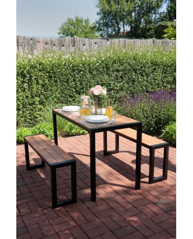 Set GARDIVA záhradný, stôl 118x58x75,5 cm, 2x lavička 108x25x45 cm