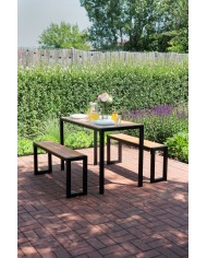 Set GARDIVA záhradný, stôl 118x58x75,5 cm, 2x lavička 108x25x45 cm
