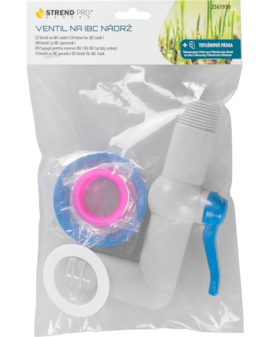 Ventil Strend Pro, záhradný, 1"- 90°, 32 mm, s redukciou na IBC nádrž, PVC