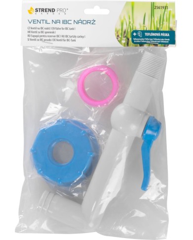 Ventil Strend Pro, záhradný, 3/4"- 90°, 25 mm, s redukciou na IBC nádrž, PVC
