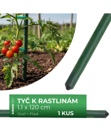 Tyč Garden SB 11/1200 mm, oceľ/plast, zelená, oporná k rastlinám a paradajkám