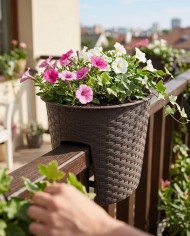 Kvetináč RATOLLA Railing Oval 300, hnedý, na zábradlie