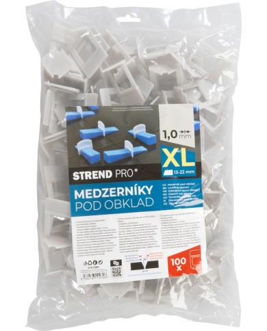 Medzerník XL Strend Pro, nivelačný, pod obklad, 1.0 mm, 13-22 mm, bal. 100 ks, plast, sivý
