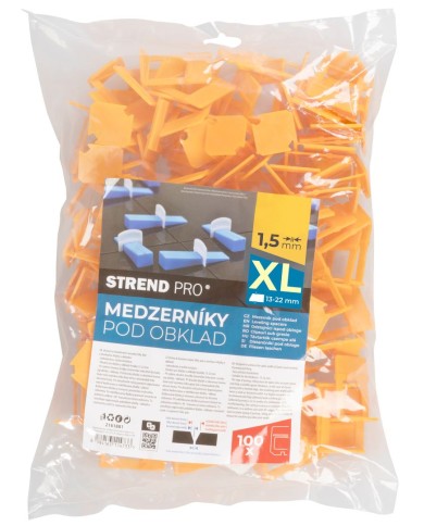 Medzerník XL Strend Pro, nivelačný, pod obklad, 1.5 mm, 13-22 mm bal. 100 ks, plast, tmavožltý