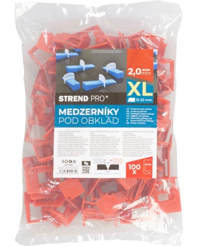 Medzerník XL Strend Pro, nivelačný, pod obklad, 2.0 mm, 13-22 mm bal. 100 ks, plast, tmavočervený