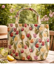 Taška nákupná gobelínová veľká 45x45cm, dizajn TULIPÁNY