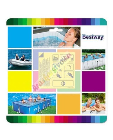 Sada na opravu bazénov Bestway® 62091, na opravu bazénov a nafukovačiek, 10 ks, 65x65 mm