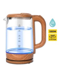 Kanvica rýchlovarná 1,8L SKLO/UH Drevodekor, 1800W podsvietená