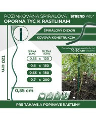 Tyč GS2 1200/5,5 mm, špirálová, drôtená, zelená, oporná k rastlinám a paradajkám