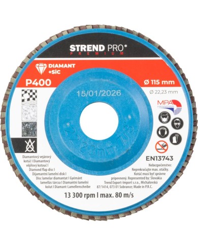 Kotúč Strend Pro Premium 115 x 22 mm, brúsny, P400, diamantový, lamelový