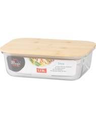 Dóza MagicHome, sklenená, obdĺžníková, 1500 ml, s bambusovým vekom