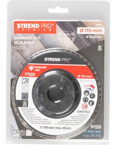 Kotúč Strend Pro Premium 115 x 22 mm, brúsny, P120, diamantový, lamelový