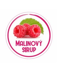 Samolepka na fľašu MALINOVÝ SIRUP domáci 12 ks etikiet