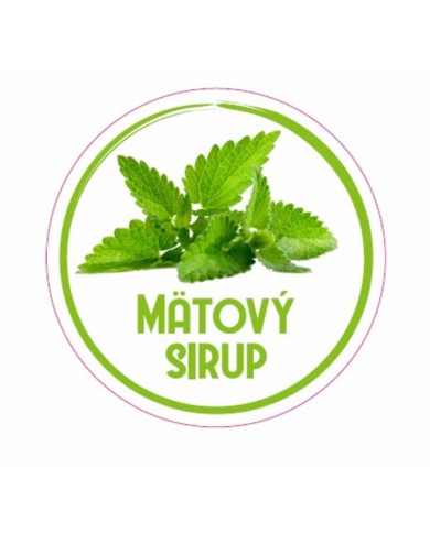 Samolepka na fľašu MÄTOVÝ SIRUP domáci 12 ks etikiet