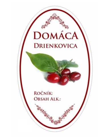 Samolepka na fľašu DRIENKOVICA domáca ovál biela, 16ks etikiet