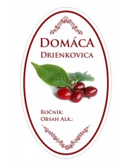Samolepka na fľašu DRIENKOVICA domáca ovál biela, 16ks etikiet