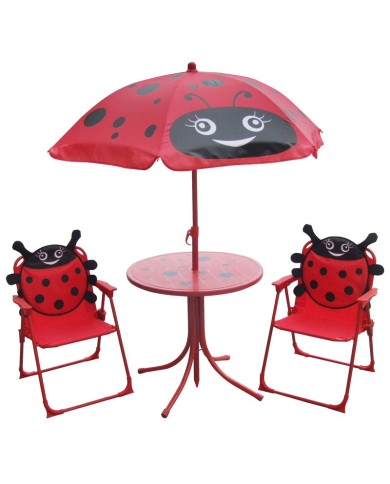 Set záhradný LEQ MELISENDA Mariquita, lienka, slnečník 105 cm, stôl 50 cm, 2 stoličky, detský