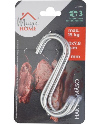 Hák na mäso MagicHome, bal 3ks, nerez, 10x7.8 cm, pr. 5 mm
