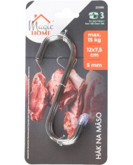 Hák na mäso MagicHome, bal 3ks, nerez, 12x7.5 cm, pr. 5 mm