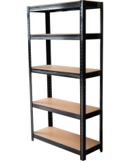 Regál Racks, kovový, MDF, 5 políc, 1800x900x400 mm, antracit