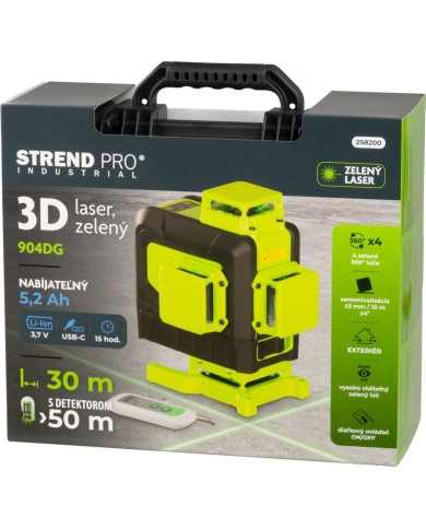 Laser Strend Pro Industrial 4 X 3D, zelený, v kufriku, s príslušenstvom, diaľkový ovládač