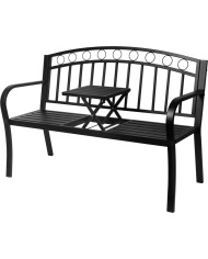 Lavička PEGI, záhradná so stolčekom, kovová 127x53x84 cm