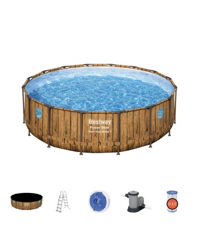 Bazén Bestway® Power Steel™, Vista Series, 56725, kartušová filtrácia, rebrík, plachta, dávkovač, 488x122 cm