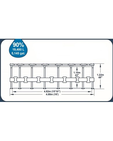 Bazén Bestway® Power Steel™, Vista Series, 56725, kartušová filtrácia, rebrík, plachta, dávkovač, 488x122 cm