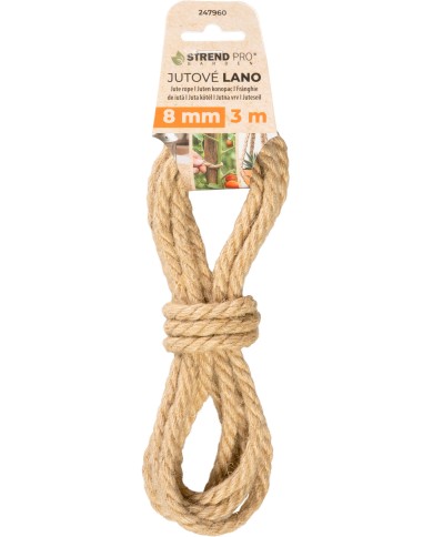 Lano Strend Pro Garden, jutové, prírodné, 8 mm, stáčané, L-3 m