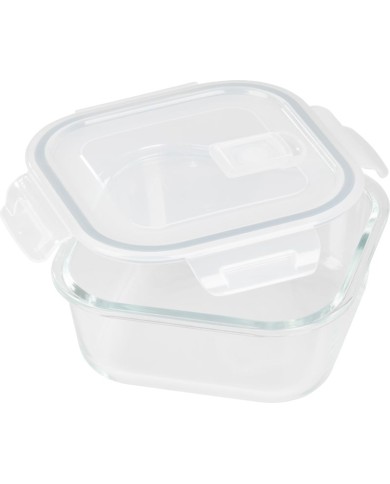 Dóza MagicHome, sklenená, štvorcová, 800 ml, s vekom, s ventilom na odvetrávanie
