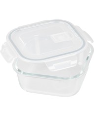 Dóza MagicHome, sklenená, štvorcová, 800 ml, s vekom, s ventilom na odvetrávanie
