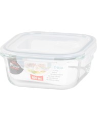 Dóza MagicHome, sklenená, štvorcová, 800 ml, s vekom, s ventilom na odvetrávanie