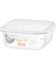 Dóza MagicHome, sklenená, štvorcová, 1200 ml, s vekom, s ventilom na odvetrávanie
