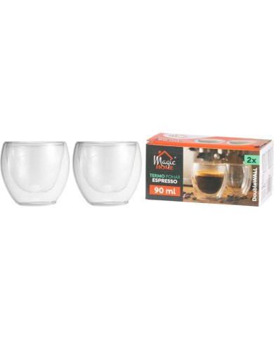 Pohár MagicHome Espresso na kávu/čaj, termo s dvojitou stenou, 90 ml, bal. 2 ks