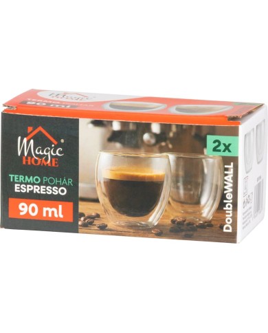 Pohár MagicHome Espresso na kávu/čaj, termo s dvojitou stenou, 90 ml, bal. 2 ks