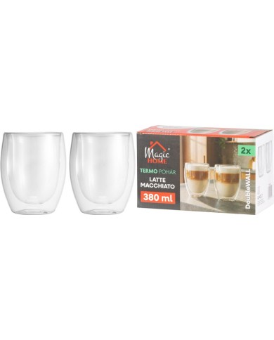 Pohár MagicHome Latte Macchiato na kávu/čaj, termo s dvojitou stenou, 380 ml, bal. 2 ks
