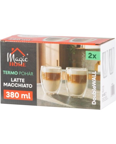 Pohár MagicHome Latte Macchiato na kávu/čaj, termo s dvojitou stenou, 380 ml, bal. 2 ks