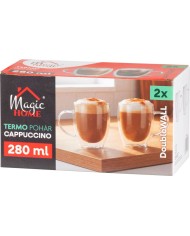 Hrnček MagicHome Cappuccino na kávu/čaj, termo s dvojitou stenou, 280 ml, bal. 2 ks