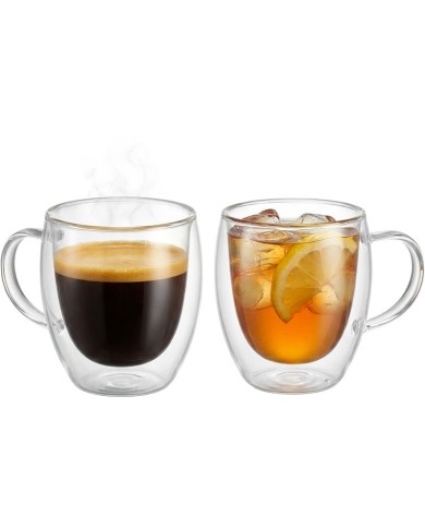 Hrnček MagicHome Lungo na kávu/čaj, termo s dvojitou stenou, 190 ml, bal. 2 ks