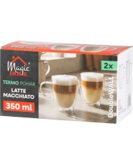 Hrnček MagicHome Latte Macchiato na kávu/čaj, termo s dvojitou stenou, 350 ml, bal. 2 ks
