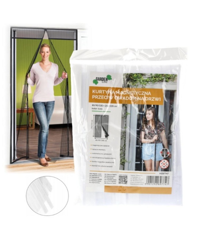 Sieť proti hmyzu magnetická, 80/90/100x21/220 cm, biela