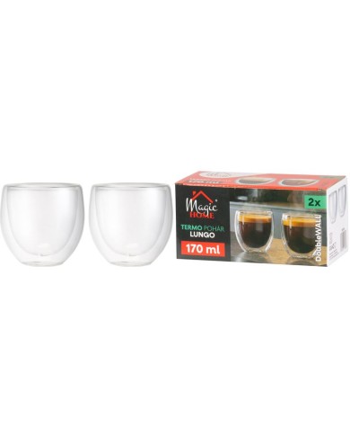 Pohár MagicHome Lungo na kávu/čaj, termo s dvojitou stenou, 170 ml, bal. 2 ks